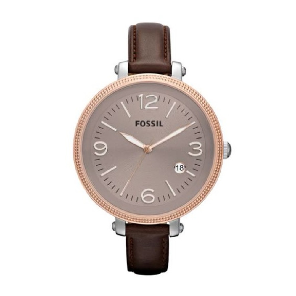 Fossil Heather watch two toned rose gold and chrome face leather band